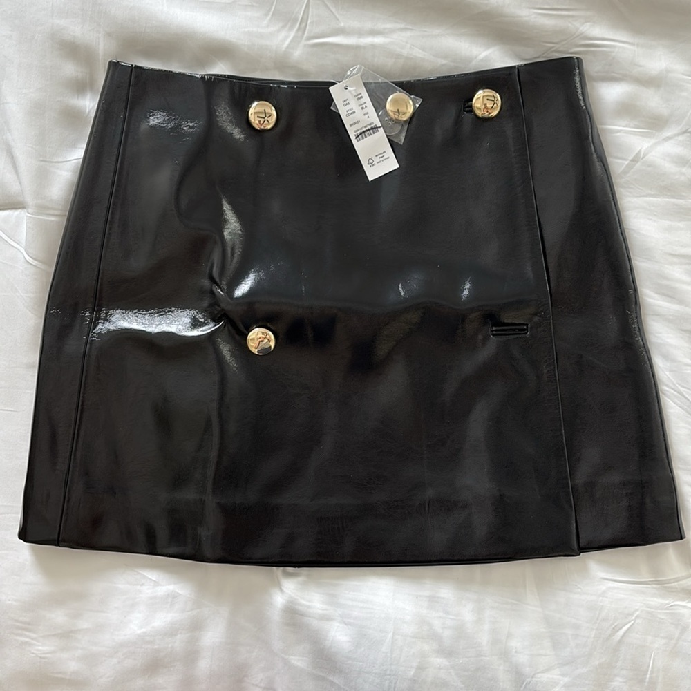 NWT J. Crew Collection black faux patent leather mini skirt size 4 - Picture 7 of 12